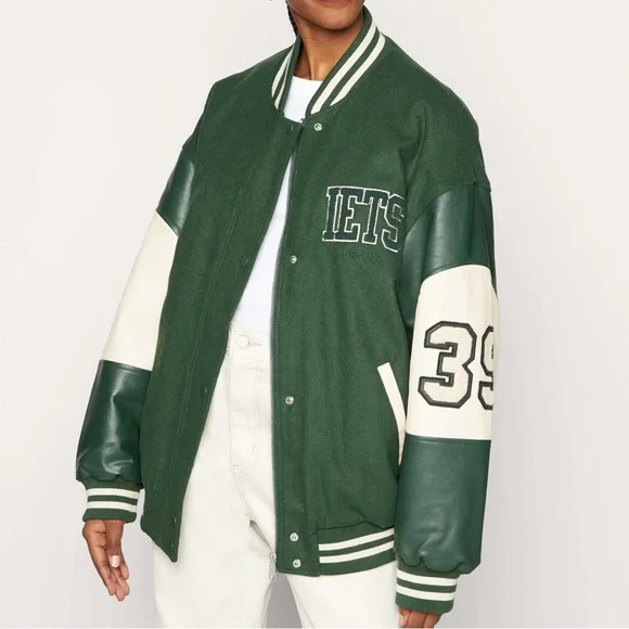 iets frans… Green Varsity Letterman Jacket UNISEX